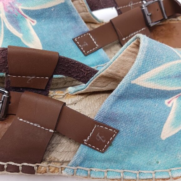 Sundias Espadrille Sandals Floral Canvas Leather Straps Size EU 38 - Picture 10 of 11